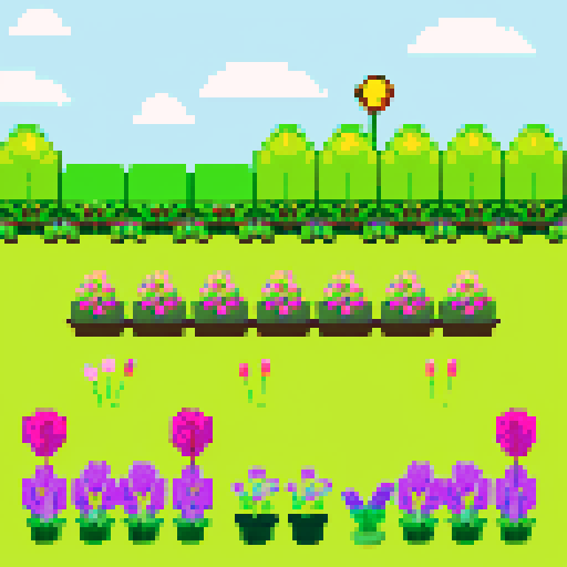 Flowers and lavender plants growing