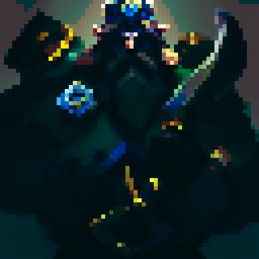 three men, king and his retinue, crown, light at the kind, dark place, king with sword, cant see eyes, eyes darken