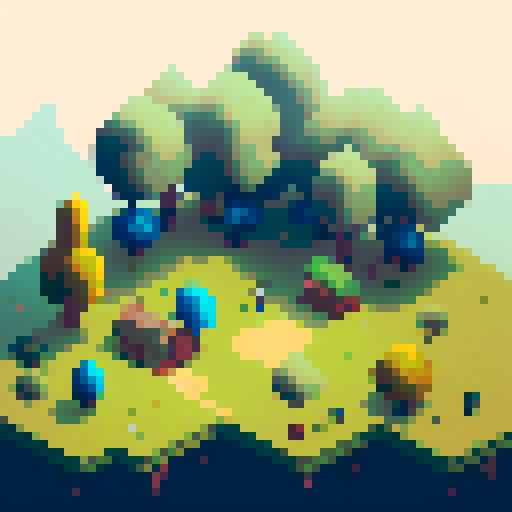 A diligent proofreader, hunched over a screen in a dimly lit room, surrounded by stacks of paper and a steaming mug of coffee, with a pixel art landscape of a misty forest in the background