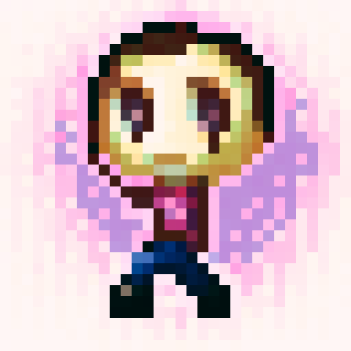 Chibi boy with rosy cheeks, looking from a first person point of view, indie game style avatar