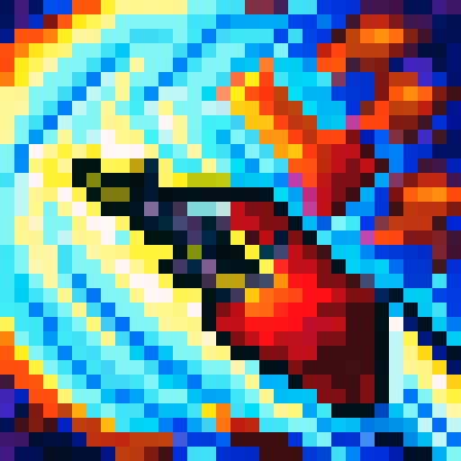 swimming fast, water splashing, game icon, 32x32 pixel art, sRGB, skill art, close up, portrait, agile swimmer, dynamic strokes, vibrant blue water, splashing droplets, intense concentration, determined expression