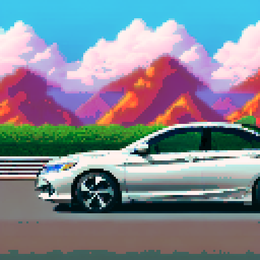 Photorealistic, centered Honda Accord in a three quarter view, right wheel in front, clean background, pixel art style with sRGB colors