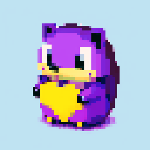 Purple hedgehog, pixel art, lazy
