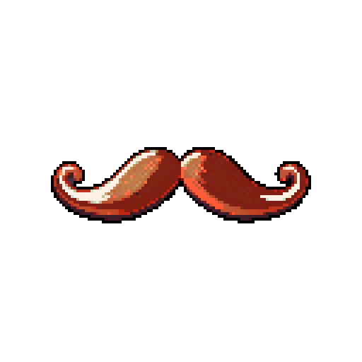 half of a giant copper mustache on a solid color background