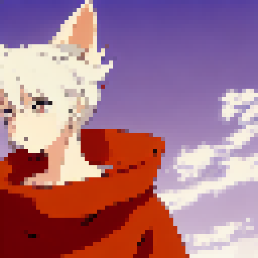 Kitsune girl, orange and white colors