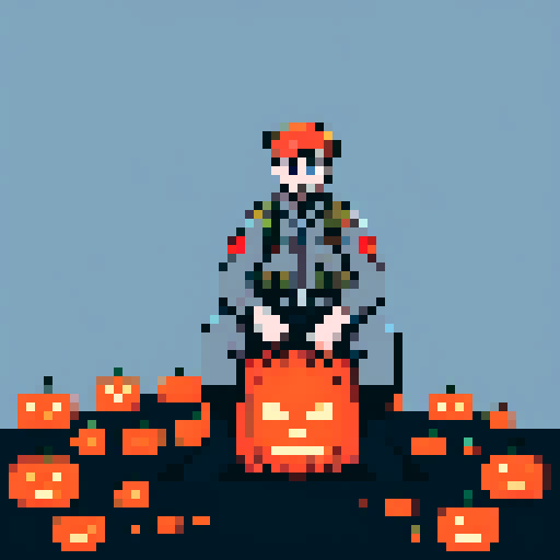 soldier sitting on a pumpkin