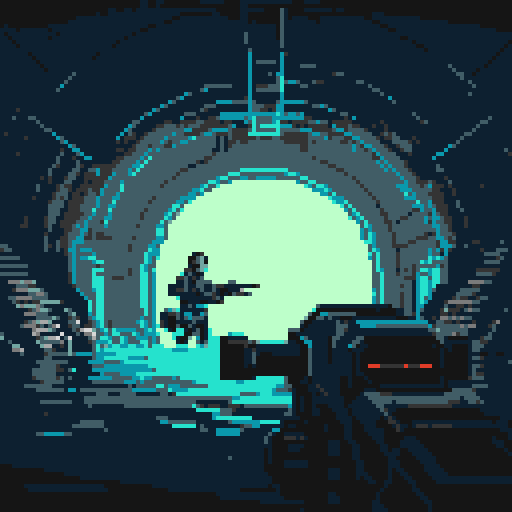 underwater scene with faceless diver looking towards camera holding a harpoon gun, ambient feel with slight sci fi and metroidvania elements