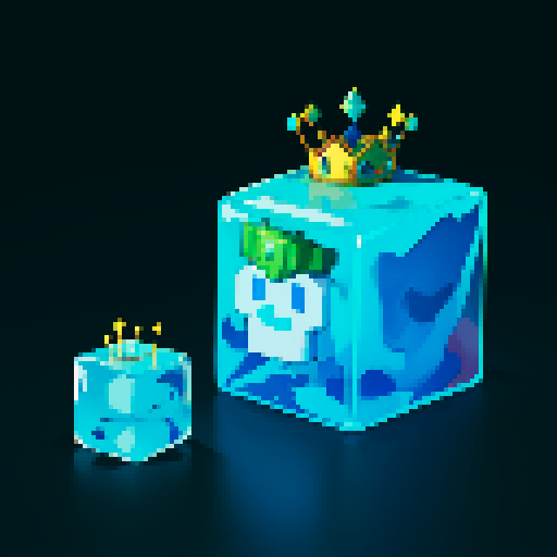 Blue Slime cube, Gelatinous cube, wearing crown