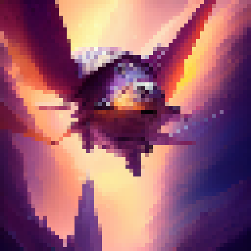 "Radiant turtle shell, soaring through the clouds with iridescent hues, captured in a whimsical watercolor painting."