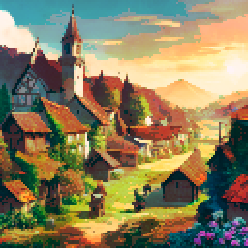 medieval village landscape 1920x1080