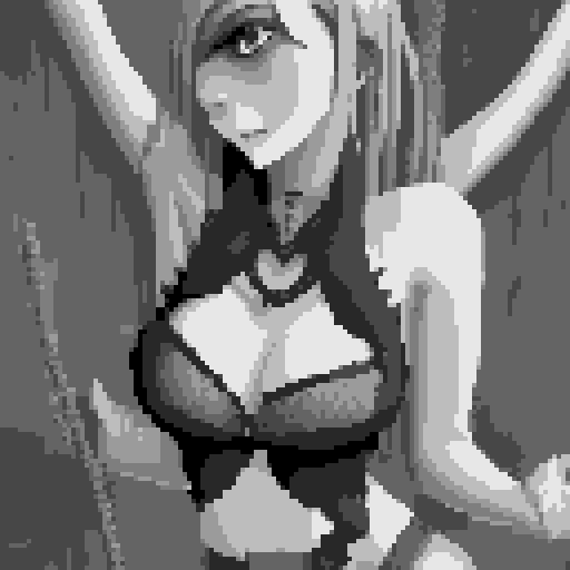 busty succubus, skin tight lace, deep v-neck crop top, intricate druidic staff, pixel art, sRGB, full body