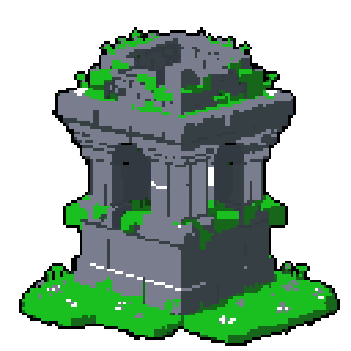 2d grey stone well in an ancient english style. Old and crumbling but still upright. Green vines crisscross it. Usable as an asset (clear, thick lines and a white background). Put a black stroke around the composition