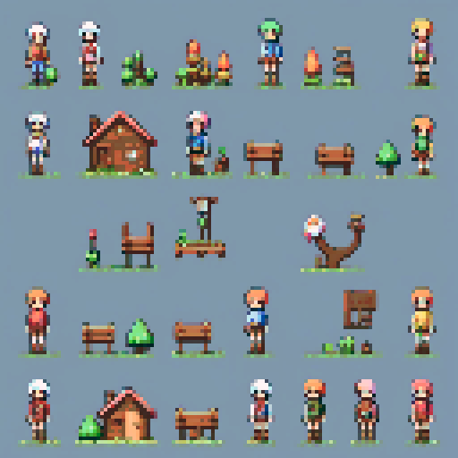 12 different cottagecore themed sprites 
