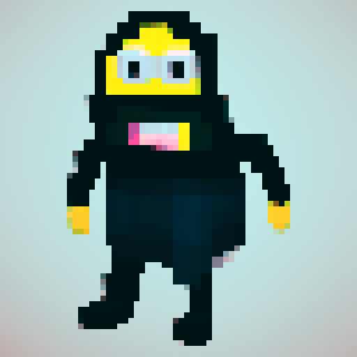 
make a minion (mini monster) dark style with hoodie make it 16x16