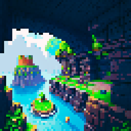 stone bridge, deep chasm, fortress on the left, wider planes on the right, tiny characters fighting monsters, jrpg, pixel art, sRGB