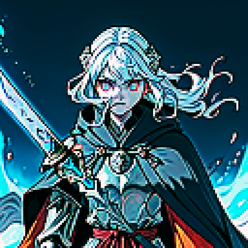 Man: Dressed in full armor and a helmet, exuding a domineering aura
Note: Kosen will use soul fire, specifically manifested as blue flames
Blasphemy Sword: A large sword made of gray black metal. The sword body flowed with disgusting viscous liquid and flickered with a faint soul fire.
2: Add a cloak to the back
3: A soul fire flickered in the armor and dissipated slightly outward, and the other half of the wings were replenished with soul fire.