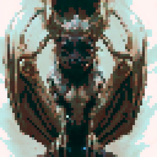 Portrait of a monster, monster has four legs and leathery wings, the front legs end in claws, size of a cow, looks like a cow, bird and insect combined, smells terrible