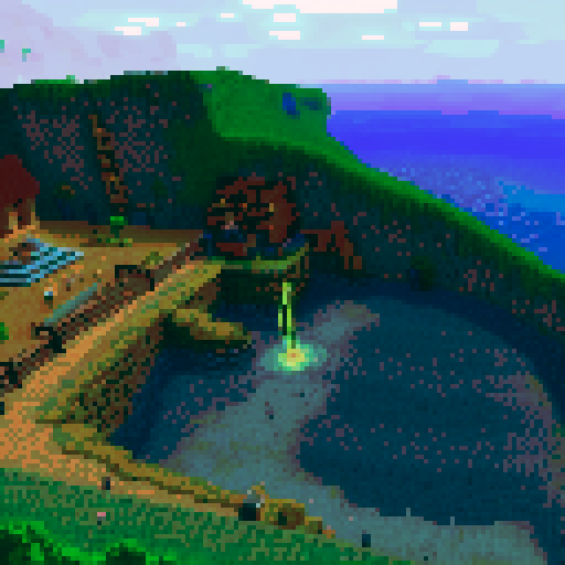 Lagoon, village, water