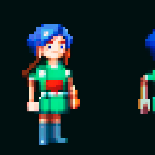 Create the character shown in the reference image in better pixel art that is more relevant today