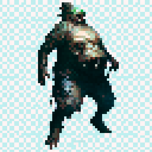 fat deformed zombie walking to attack