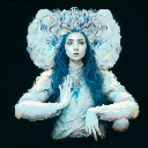 Create a close-up image of a mermaid with a crown in a medieval dark style, with her face partially submerged underwater. Half of her face is above the water's surface, revealing her beautiful features. The crown should have an ethereal, shimmering quality, adding to her majestic presence.