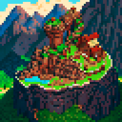 RPG map with rough mountains and a serpentine