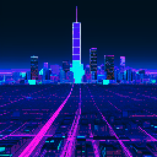 Denver city, urban sprawl, towering skyscrapers, neon lights reflecting off wet pavement, bustling streets filled with hover cars, graffiti-covered walls, futuristic hip hop dancers with glowing LED sneakers, glitchy holographic billboards, pixelated skyline against a purple and blue sRGB mountain backdrop