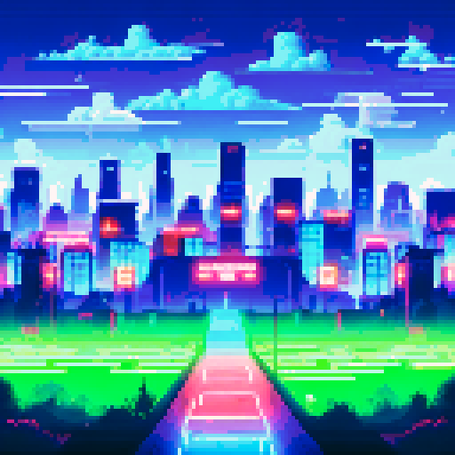 Neon-lit, towering goalposts stand guard over a cybertronic, gridiron battlefield complete with holographic yard markers, a sleek and streamlined stadium, and a backdrop of a city skyline shrouded in darkness