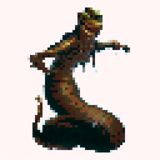 A snake with the torso and head of a human, horror fantasy rpg