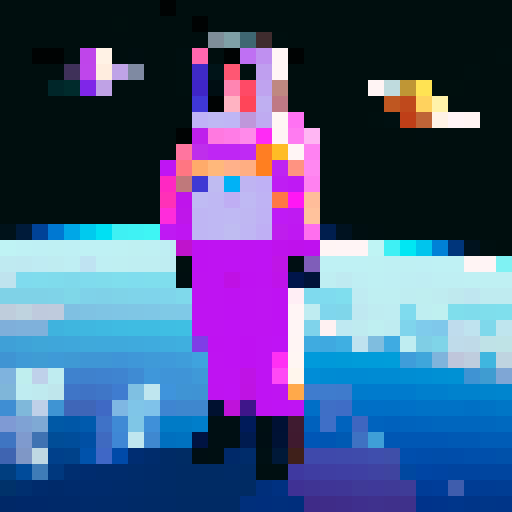 Human girl farmer in outer space