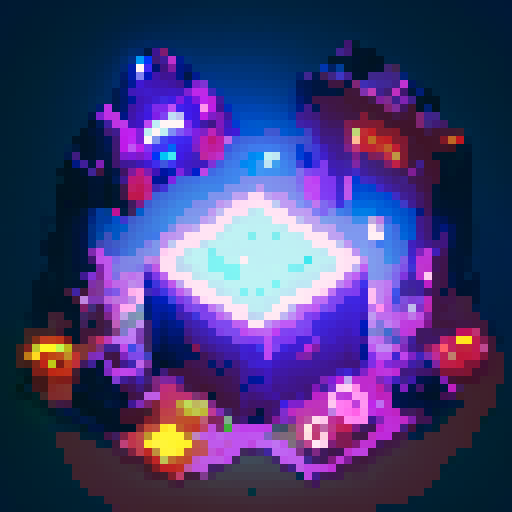 lootbox, futuristic crate, glowing buttons, golden decorations, intricate details, pixel art style, sRGB