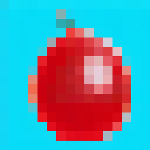 red, water-filled, spherical, balloon, bright, vibrant, glossy, reflective, game icon, 16x16, pixel art, close up, portrait