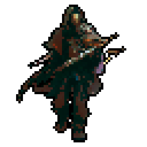 cloaked bandit wielding a bow