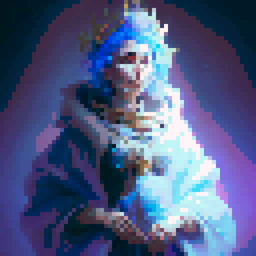 Ice witch with blue robe and diamond crown