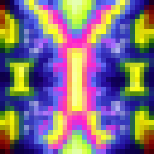 Neon magic bursting with rainbow hues, depicted in 32x32 skill art.