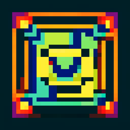 The word Beta in badge style, 32x32 pixel art, bold black outline, sRGB color