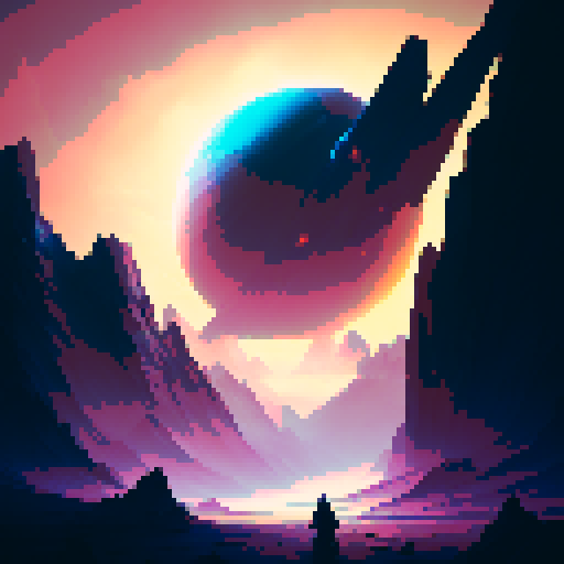 A stylized, minimalist illustration. 

Gray-haired and blue-eyed, the asocial and lonely figure stood atop a mountain peak, basking in the euphoric glow of the setting sun.