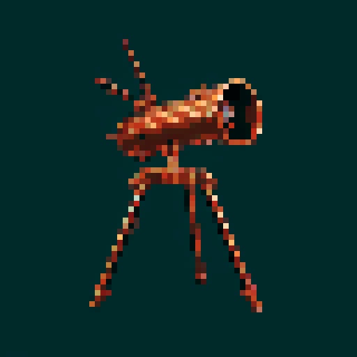 I want a copper rotary machine gun (commonly known as a minigun). I want this object usable an asset in a videogame, meaning only one object per image, outlined with a strong black stroke, on a solid-color background.