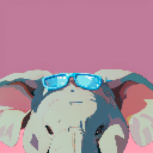 the image is of an elephant with glasses. please make sure the whole head of the elephant is in view. make it look cute and fun to look at, but not too dissimilar to the reference image.