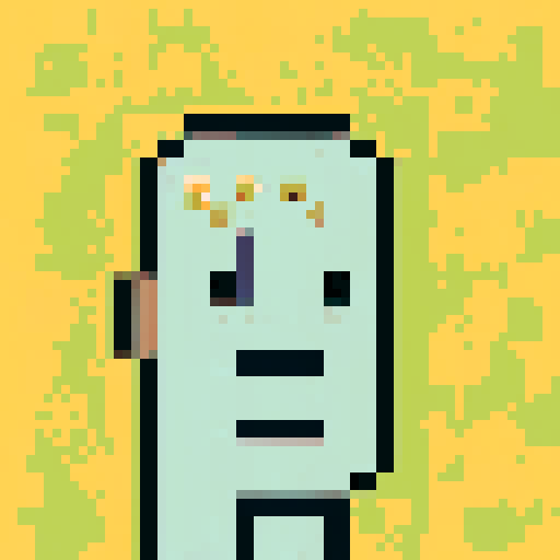Cryptopunk, pixelated head with vibrant colors, exaggerated facial features, and intricate details, showcasing the iconic pixel art style