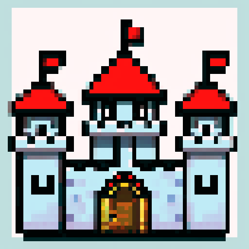 8 bit castle tower, cute, cozy, pixel art, sRGB
