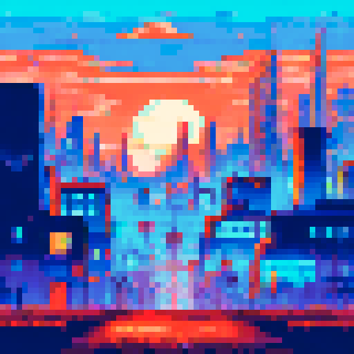 digital base glows over the metropolis