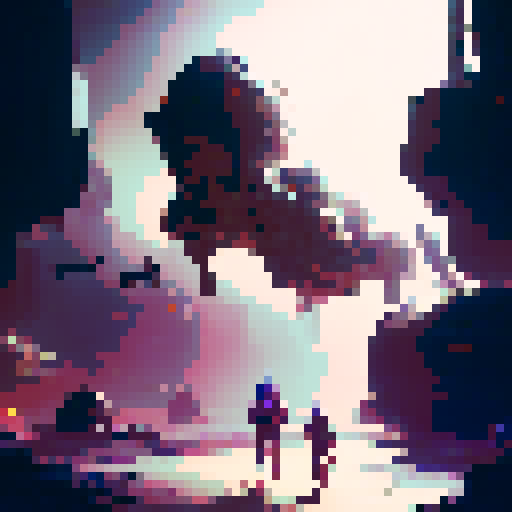 Robotic flooring with metallic screws, machinery emitting sparks, and scattered robot limbs in a fantastical RPG art style