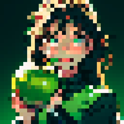 green apple, black outlines, in the center, simple pixel art, plain background