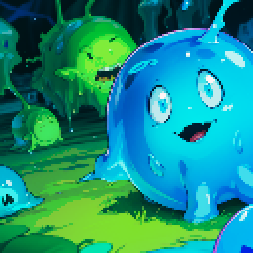 Blue Slime cube, Gelatinous cube, giant Slime, boss fight