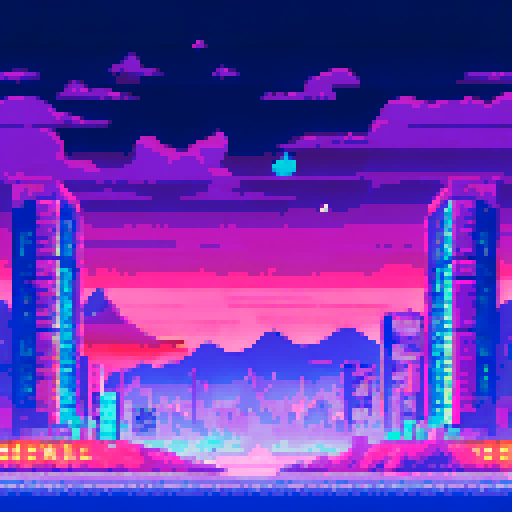 (pixel art), Tokyo at night vaporwave style, emphasis on pinks and purples. , best pixel art, 