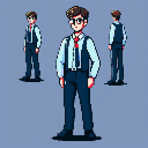 Young, male, HR manager, formal dress, German national, pixel art, sRGB
