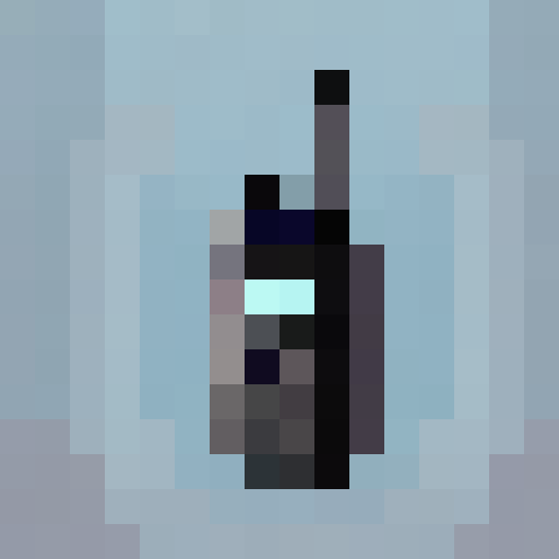 Walkie talkie, retro, vibrant colors, blocky pixels, 16x16, pixel art, close up, game icon, intense gaze, portrait