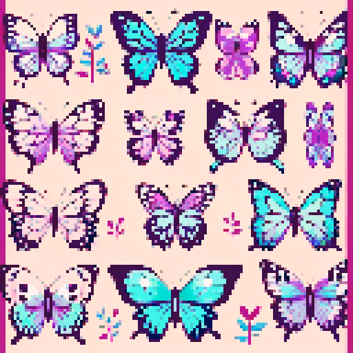 butterfly collection whimsical cute style
