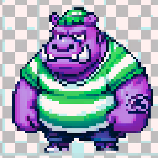 muscular, hefty, powerful, toned, robust, strong, well-built, beefy, plump, round, chubby, stout, stocky, rotund, corpulent, portly, potbellied, bulging, brawny, hulking, formidable, intimidating, walking, striding, strolling, ambling, trudging, sauntering, moving, animated, dynamic, energetic, lively, vigorous, vibrant, pixelated, blocky, low resolution, retro, vintage, 8-bit, pixel art, square-shaped, vivid colors, bright hues, vibrant shades, sRGB color space